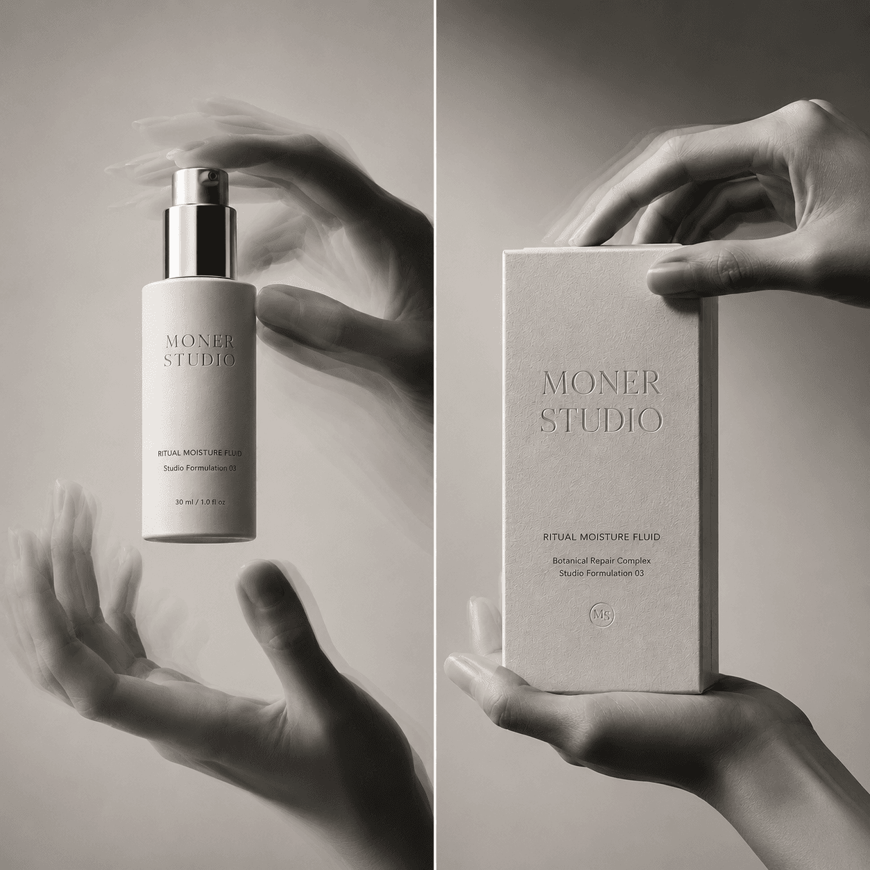 Moner Studio minimalist skincare product and packaging